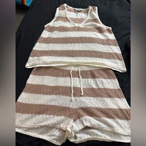 Striped Knit Tank and Shorts Set